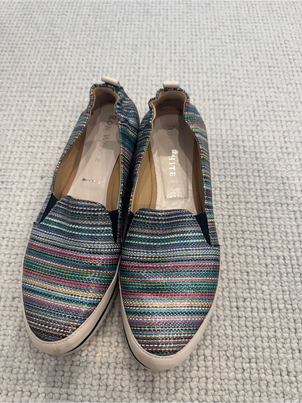 Ron White Multicolor Striped Slip-On boat shoes Women's